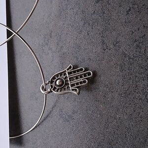 Silver Hamsa Hands Charm Hoop Earrings